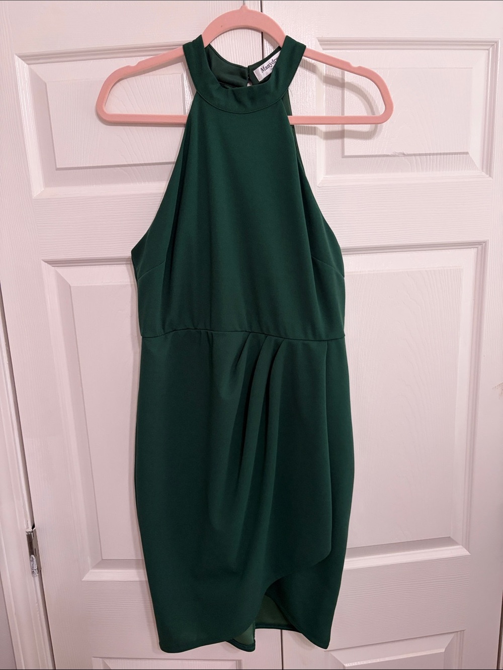 Women’s One-Shoulder Emerald Green Halter Dress